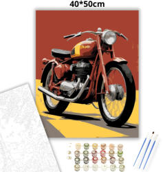  Piros retró motor - számfestő készlet - 40×50 cm (Keretre feszítve)