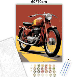  Piros retró motor - számfestő készlet - 60×70 cm (Keretre feszítve)