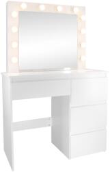 Chomik Hollywood fésülködőasztal 12 LED-es világítással és 4 fiókkal PHO4868 - fehér (PHO4868)