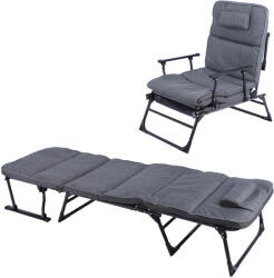 Linder Exclusiv Kerti napozóágy és pihenőszék 2 az 1-ben - szürke/fekete (GM5000G) - kertaktiv