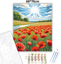  Napsugaras pipacsmező - számfestő készlet - 60×70 cm (Keretre feszítve)