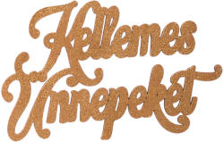 Valex Decor 3db. "Kellemes Ünnepeket" karácsonyi fa felirat 10 x 6cm - Arany (MT20-33)