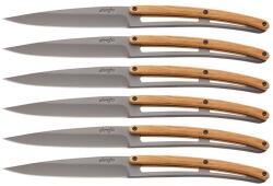 DEEJO Set de 6 cuțite Deejo Table gri titan mâner lemn de măslin