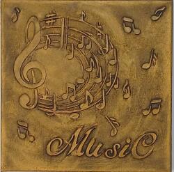 Casa Deco Logistics Tablou decorativ în relief 30cm x 30cm „Music - design modern 3D, realizat manual - aur antic