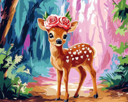 Alkotásutca Virágos Bambi - Számfestő készlet kereten 40x50