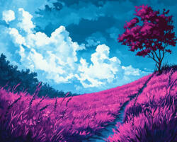 Alkotásutca Lila mező - Számfestő készlet kereten 40x50