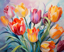 Alkotásutca Tavaszi tulipán csokor - Számfestő készlet kereten 40x50