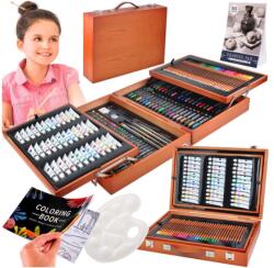 Maaleo Set de pictură și desen Maaleo, 174 de piese, trusă profesională din lemn, accesorii incluse (6004)