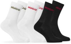 Hugo Чорапи Hugo Mens HUGO Ribbed Logo 6-Pack Crew Socks - Black/White