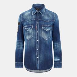 Dsquared2 Риза с дълъг ръкав DSQUARED2 Men's Long Sleeve Denim Shirt - Navy Blue