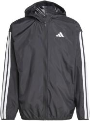 adidas Mens Essentials Stripes Lightweight Mesh Lined Windbreaker - Black/White
