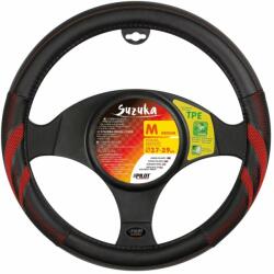 Pilot Husa volan Suzuka din imitatie piele, M, 37-39 cm, negru/rosu (LAM32934)