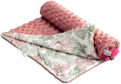 Sensillo könnyű minky babatakaró 75x100 cm - rózsaszín és pálmalevelek (541127)