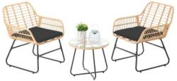 Garden Line Kerti rattan szett barna, fekete párnák ABI3392