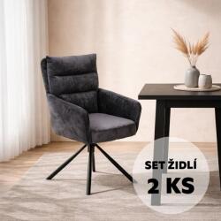  Avenberg Tessa étkezőszék szett, 2 db, forgó, sötétszürke, NB20026
