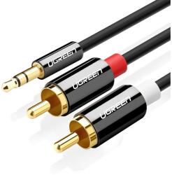 UGREEN AV116 kábel 3, 5 mm-es Jack 2RCA-hoz (Cinch) 2m (fekete) (10584B) - kontaktor