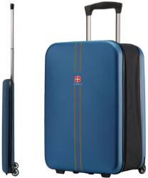  Nagy, összecsukható utazókocsi, Dasbo®, kemény héj vízálló ABS és PC anyagból, 2 párnázott belső kerékkel és 1 zárral, teleszkópos fogantyúval, kék 65x25x40cm