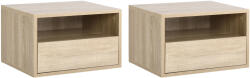 HOMCOM Set de 2 Noptiere murale, Set de 2 Noptiere, Sertar culisant, Nisa, Blat, Panouri Particule Aspect stejar Deschis | Aosom Romania (831-478ND)