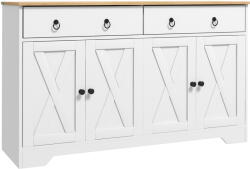 HOMCOM Bufet mobilier de depozitare dulap de bucătărie stil rustic 2 sertare și 2 dulapuri rafturi la înălțimi reglabile alb | Aosom Romania (83A-058V81WT) Bufet