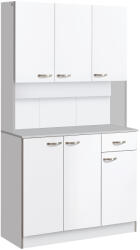 HOMCOM Bufet de bucătărie dulap de bucătărie contemporan depozitare multiplă 6 uși 1 sertar + blat mare | Aosom Romania (801-026V81WT) Bufet