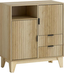 HOMCOM Bufet living, mobilier de depozitare, 2 uși, 2 sertare, raft reglabil, compartiment deschis, 80x40x90cm, lemn natural | Aosom Romania (83B-487V00ND) Bufet