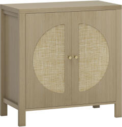 HOMCOM Bufet de bucătărie, mobilier de depozitare cu 2 uși cu efect ratan și raft reglabil, 75 x 38 x 77 cm, lemn natural | Aosom Romania (83A-313V00CF) Bufet