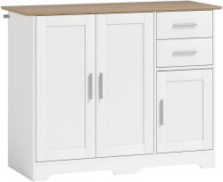 HOMCOM Comodă Modernă din Lemn cu 2 Sertare și 2 Dulapuri, 100x40x78 cm, Alb și Culoare Lemn | Aosom Romania (83B-600V00WT) Comoda