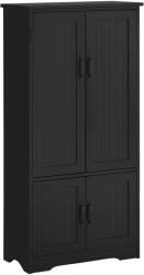 HOMCOM Buffet de bucătărie, armoarie de bucătărie contemporană, multi-spații de depozitare, 2 dulapuri, 3 rafturi, MDF, panouri de particule, negru | Aosom Romania (837-087BK) Bufet