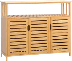 HOMCOM Bufet mobilier de depozitare 3 uși deschise și rafturi din bambus 100 x 35 x 82 cm natural | Aosom Romania (835-831V00ND) Bufet
