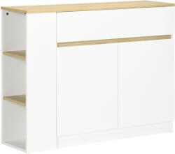 HOMCOM Bufet mobilier depozitare cu 2 sertare 3 rafturi deschise și dulap 2 uși 110 x 29, 5 x 82 cm alb | Aosom Romania (835-897V00WT) Bufet