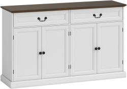 HOMCOM Bufet pentru living, corp de depozitare cu 4 uși, 2 sertare silențioase, rafturi reglabile, 140x40x85cm, alb și maro | Aosom Romania (83B-468V02WT) Bufet
