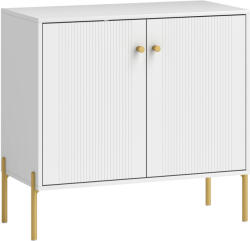 HOMCOM Bufet pentru living, mobilier de depozitare cu uși canelate duble, poliță reglabilă, picioare din oțel, 80 x 39, 1 x 76 cm, alb | Aosom Romania (83B-498V00WT) Bufet