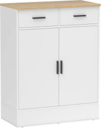 HOMCOM Bufet Modern 2 Sertare și Dulap cu 2 Uși, Raft Interior Reglabil, Alb și Lemn | Aosom Romania (838-585V00ND) Bufet