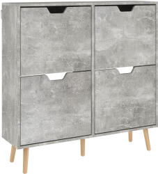 HomCom Pantofar cu 4 Sertare Rabatabile pe 2 Niveluri pentru 16 Perechi de Pantofi, 95x26x95 cm, Gri | Aosom Romania (837-394V80GY) Pantofar