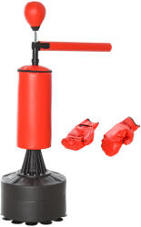 HOMCOM Sac de Box Ajustabil pe Înălțime, Bară Rotativă și Bază Umplută, 88x48x155-205 cm, Roșu (A91-100) Sac de box