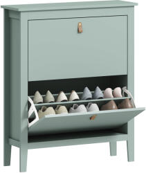 HomCom Pantofar cu 2 Sertare Rabatabile pentru 14 Perechi de Pantofi și Rafturi Reglabile, 80x24x95.5 cm, Verde | Aosom Romania (837-578V00GN) Pantofar