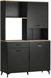 HOMCOM Bufet înalt design industrial multi-rangement - 3 uși cu raft, sertar, nișă, blat mare - metal negru | Aosom Romania (835-767V00BK) Bufet
