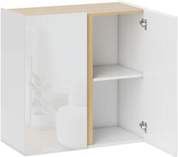 HOMCOM Bufet cu finisaj lucios, mobilier de depozitare cu 2 uși cu închidere amortizată și raft reglabil, 80x40x80cm, alb | Aosom Romania (83B-418V00WT) Bufet