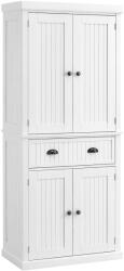 HOMCOM Dulap de bucătărie bufet multi-depozitare rafturi reglabile 4 uși sertar mare 76, 2 x 40, 2 x 183 cm alb | Aosom Romania (835-042V05WT) Bufet