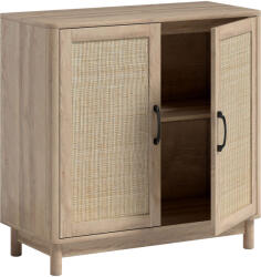 HOMCOM Bufet pentru living, mobilier de depozitare cu 2 uși din ratan, poliță reglabilă și margini rotunjite, 76 x 35 x 75, 5 cm, stejar | Aosom Romania (83B-471V00AK) Bufet