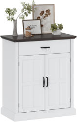 HOMCOM Bufet pentru Living Rustic cu 2 Uși 1 Sertar Raft Reglabil pentru Hol Intrare Alb 75, 2x40x91, 5 cm | Aosom Romania (83B-284V00WT) Bufet