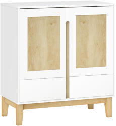 HOMCOM Bufet, mobilier de depozitare cu 2 uși, 2 sertare și raft reglabil, 80 x 40 x 86 cm, alb și stejar | Aosom Romania (83B-489V00WT) Bufet