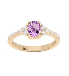 Kalace Troli Inel frumos aurit cu ametist și zircon PO/SRC0203AM 56 mm