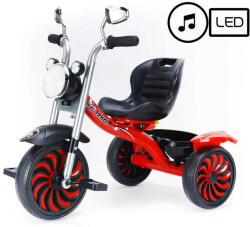  Tricikli zenélő, fénnyel - piros