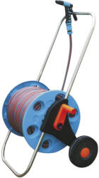 Strend Pro Garden Kerti tömlőkocsi, Strend Pro Garden 3015A, ezüst/kék, tömlővel, 1/2", 30 m, tömlődobbal, 4 funkciós szórópisztollyal, csatlakozókkal, kézi hajtókar, kerekes (TC256468)