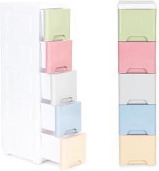 Modernhome Könyvespolc 5 Kihúzható Fiókkal, Görgős Lábakkal Modernhome