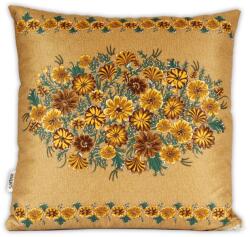 Sartrix Díszpárna, Sartrix, népi minta, őszi virágok, barna szín, 40x40cm (sartrix_5903766501765)