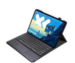 Gigapack Tok álló, bőr hatású (FLIP, bluetooth billentyűzet, asztali tartó, QWERTY, angol nyelvű) FEKETE Lenovo Idea Tab Pro (TB373FU) WIFI (GP-168544) - aqua
