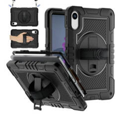 Gigapack Defender műanyag telefonvédő (ütésállóság, kitámasztó, 360° + kézpánt, vállpánt) FEKETE Xiaomi Redmi Pad 2 'Gigapack csomagolás (GP-171820)