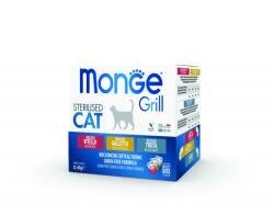 Monge Grill Cat Vegyes Falatok Aszpikban Borjú/Kakas/Pisztráng - Steril 12 x 85 g - fizz